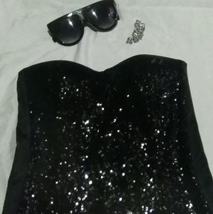 Black Sequined bustier top